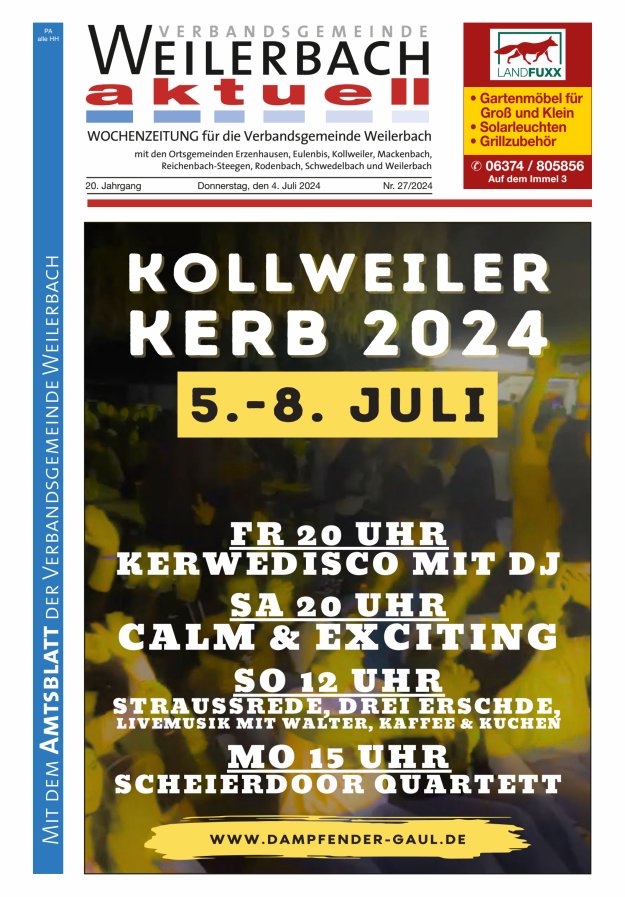 Verbandsgemeinde Weilerbach aktuell Titelblatt 27/2024