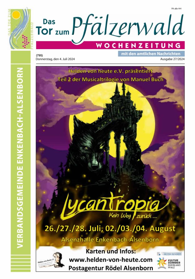 Das Tor zum Pfälzer Wald - VG Enkenbach-Alsenborn Titelblatt 27/2024