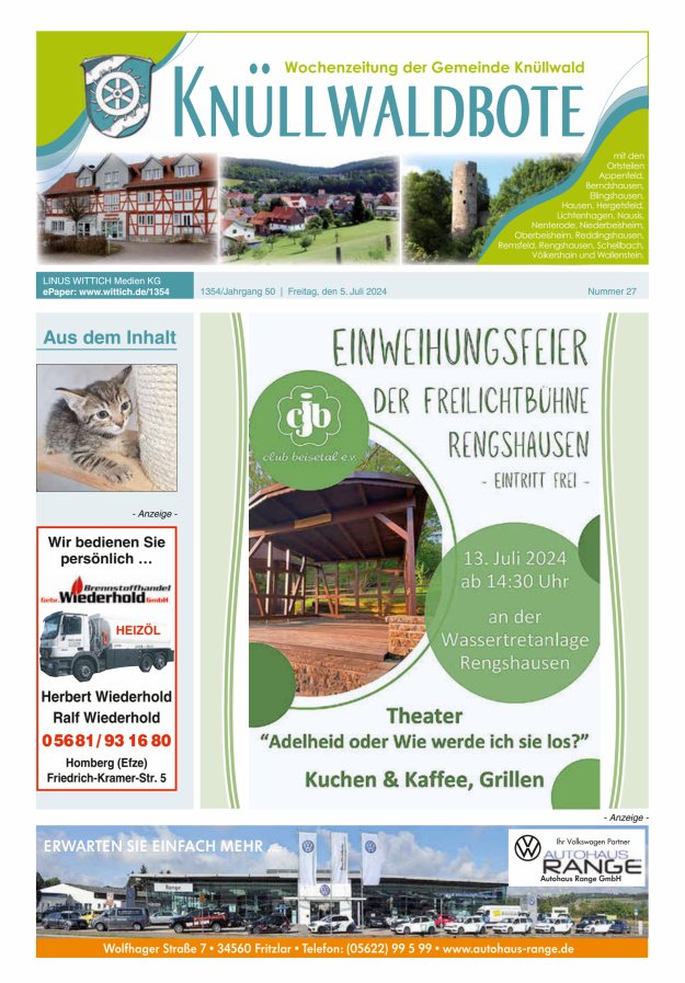 Knüllwaldbote Titelblatt 27/2024