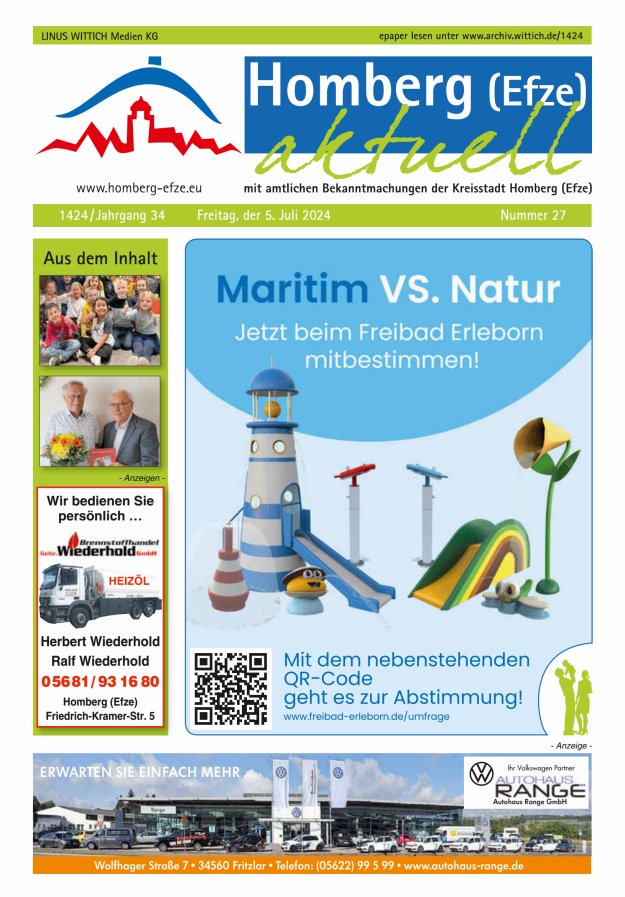 Homberg Efze aktuell Titelblatt 27/2024