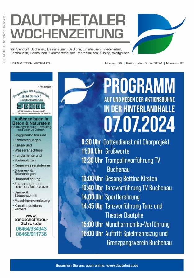 Dautphetaler Wochenzeitung Titelblatt 27/2024