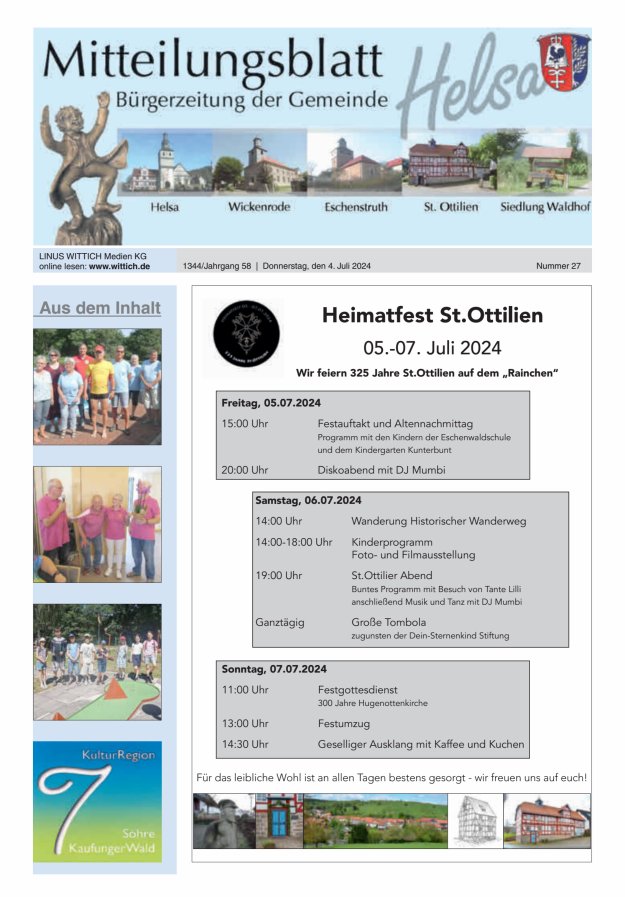 Mitteilungsblatt Helsa Titelblatt 27/2024