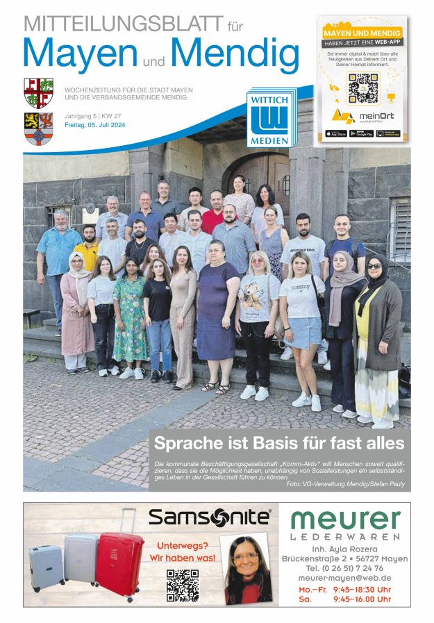 Mitteilungsblatt für Mayen und Mendig Titelblatt 27/2024