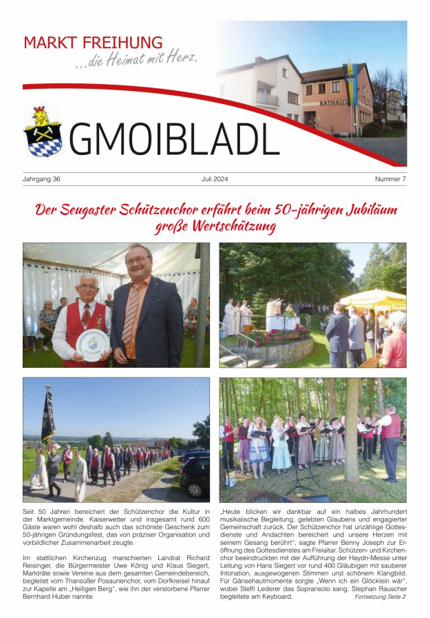 Markt Freihung Mitteilungsblatt Titelblatt 07/2024