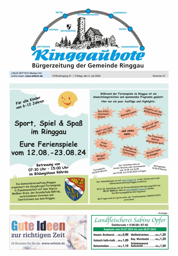 Ringgaubote Titelblatt 27/2024