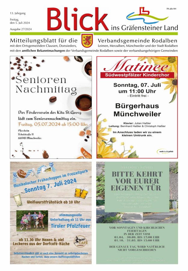 Blick ins Gräfensteiner Land VG Rodalben Titelblatt 27/2024
