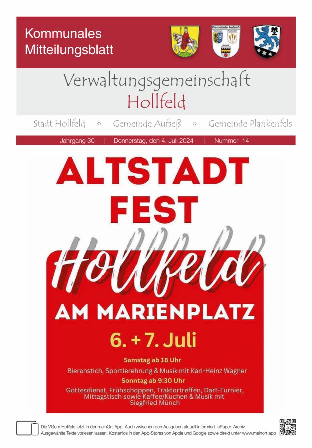 MB der Verwaltungsgemeinschaft Hollfeld  Titelblatt 14/2024