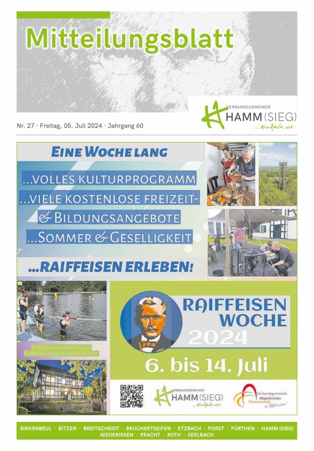 Mitteilungsblatt Hamm (Sieg) Titelblatt 27/2024