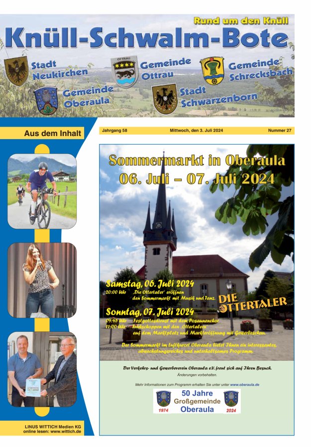 Knüll-Schwalm-Bote Titelblatt 27/2024