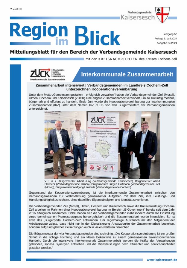 Region im Blick VG Kaisersesch Titelblatt 27/2024