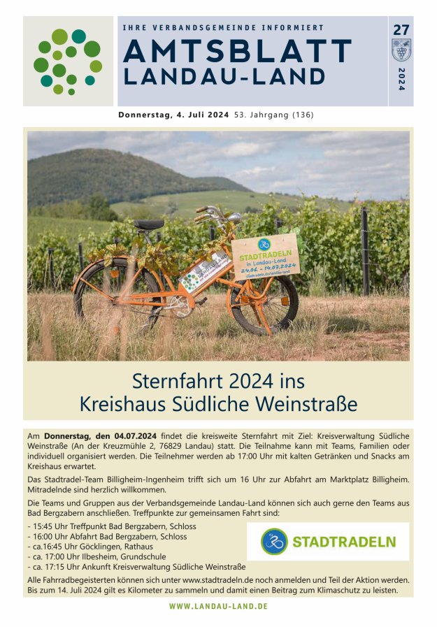 Amtsblatt VG Landau-Land Titelblatt 27/2024