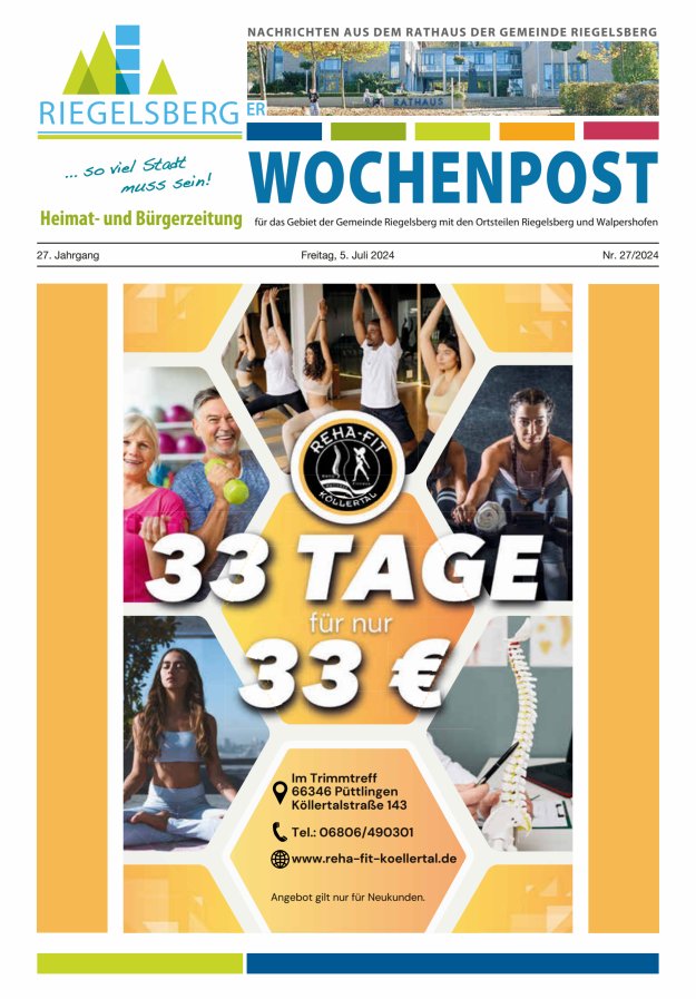 Riegelsberger Wochenpost Titelblatt 27/2024