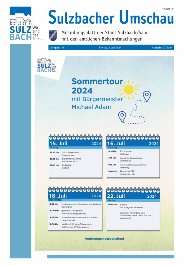 Sulzbacher Umschau Titelblatt 27/2024