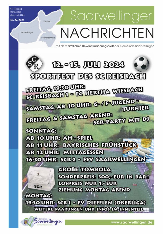 Saarwellinger Nachrichten Titelblatt 27/2024