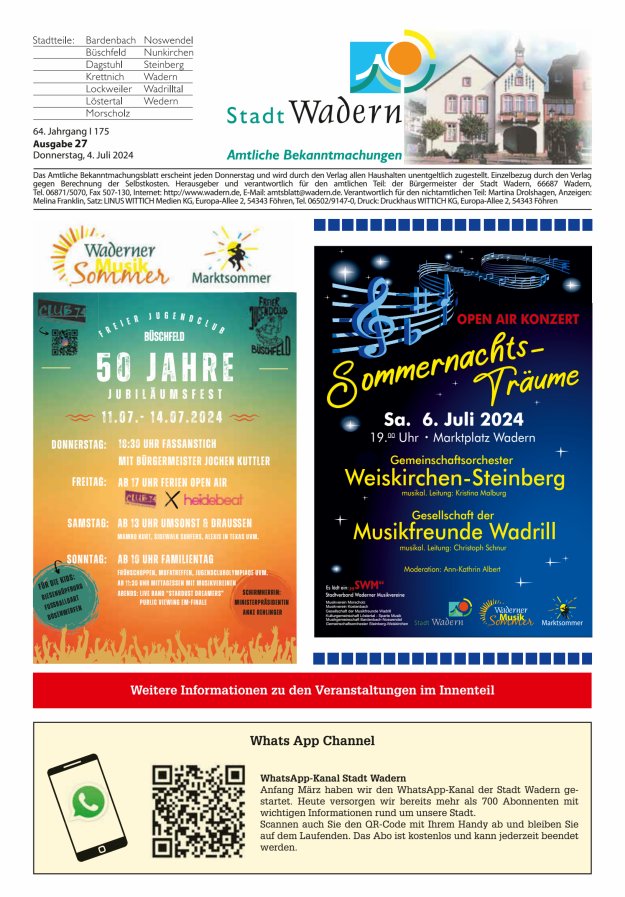 Stadt Wadern Titelblatt 27/2024