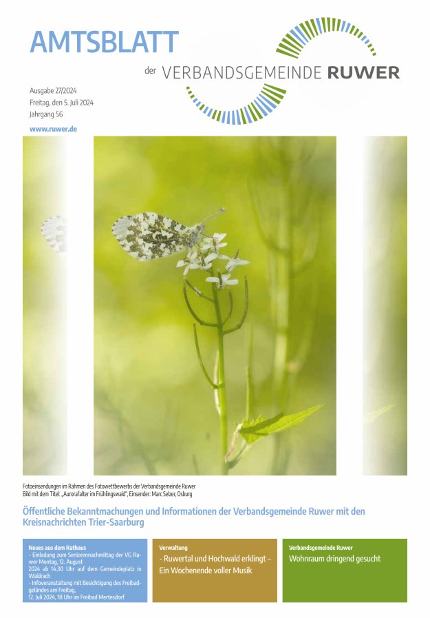 Amtsblatt VG Ruwer Titelblatt 27/2024