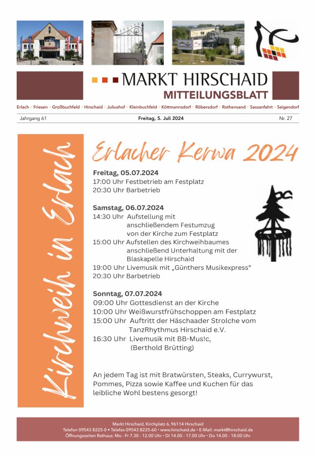 Mitteilungsblatt Markt Hirschaid Titelblatt 27/2024
