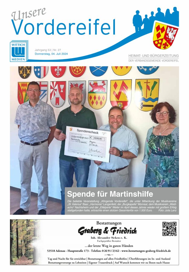 Mitteilungsblatt Vordereifel - Heimat- u Bürgerzeitung der VG Vordereifel Titelblatt 27/2024