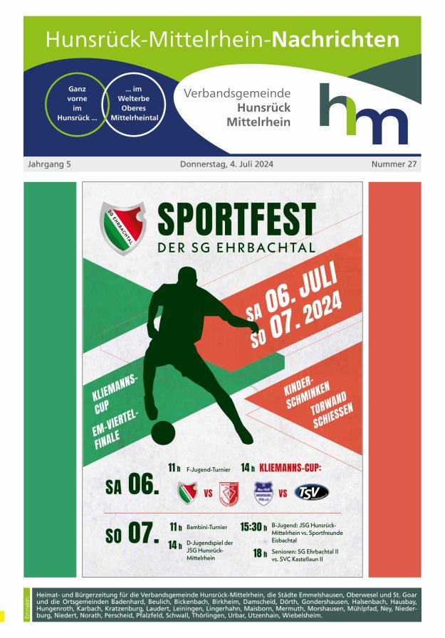 Hunsrück-Mittelrhein Nachrichten Ausgabe Emmelshausen Titelblatt 27/2024