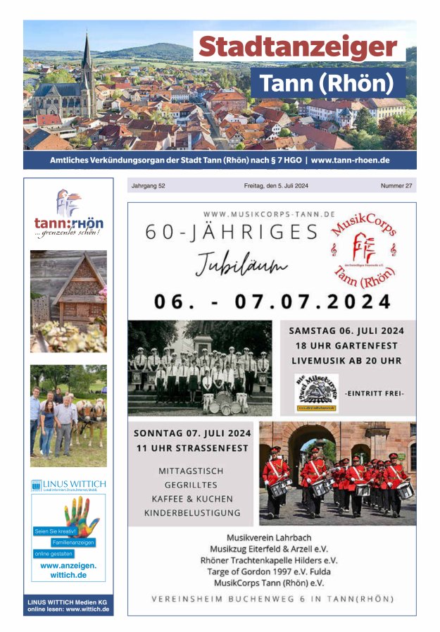 Stadtanzeiger Tann (Rhön) Titelblatt 27/2024