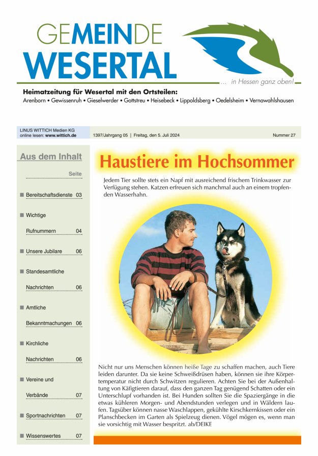 Wesertal Titelblatt 27/2024