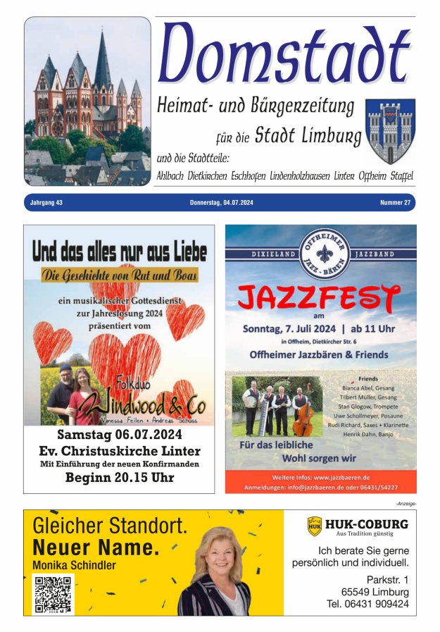 Domstadt - Heimat- und Bürgerzeitung für die Stadt Limburg Titelblatt 27/2024