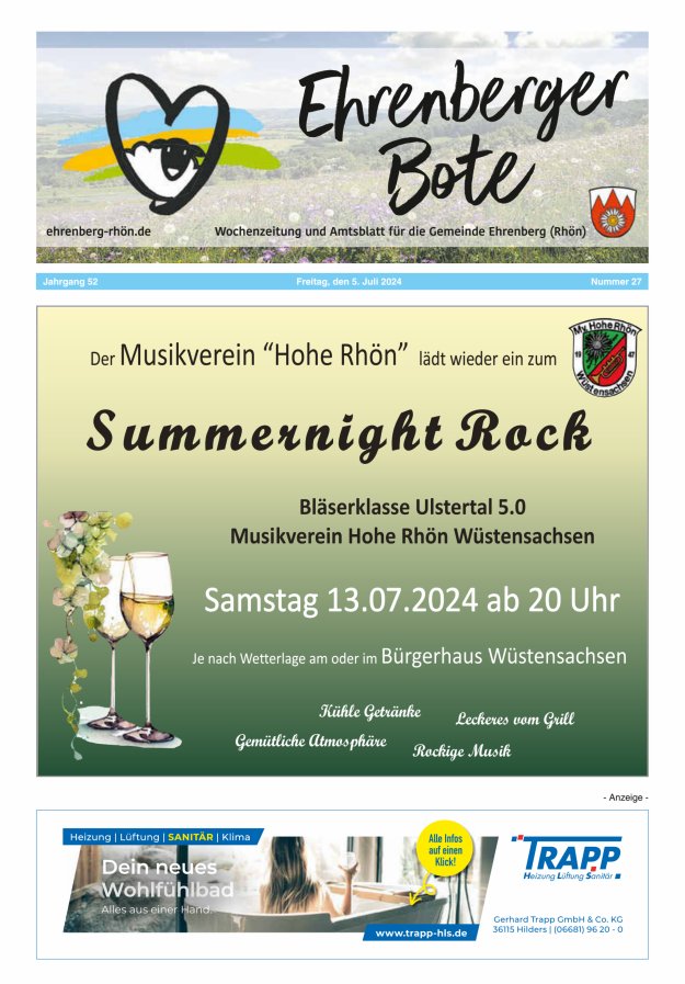 Ehrenberger Bote Titelblatt 27/2024