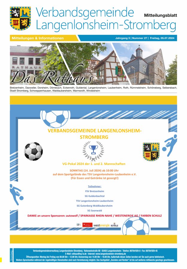 Das Rathaus - MTB d VG Langenlonsheim-Stromberg  Titelblatt 27/2024