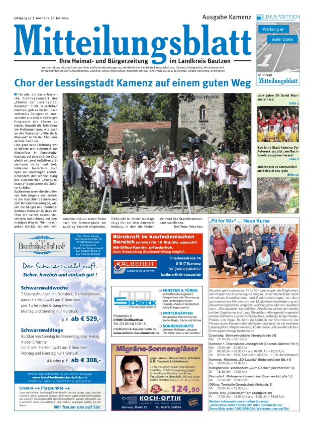 Mitteilungsblatt LK Bautzen Ausgabe Kamenz Titelblatt 26/2024