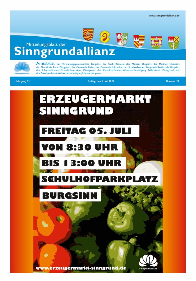 Mitteilungsblatt der Sinngrundallianz Titelblatt 27/2024