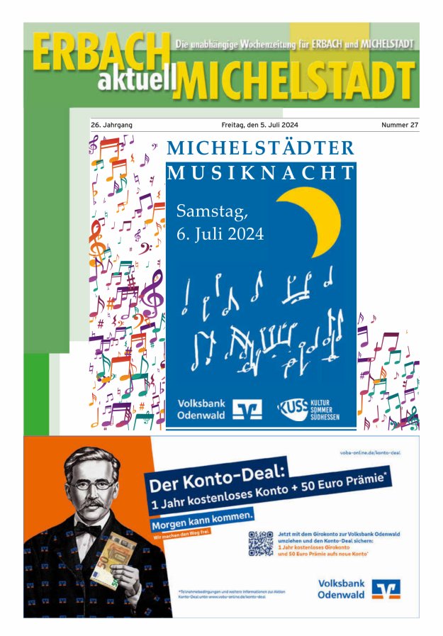 Erbach-Michelstadt aktuell Titelblatt 27/2024