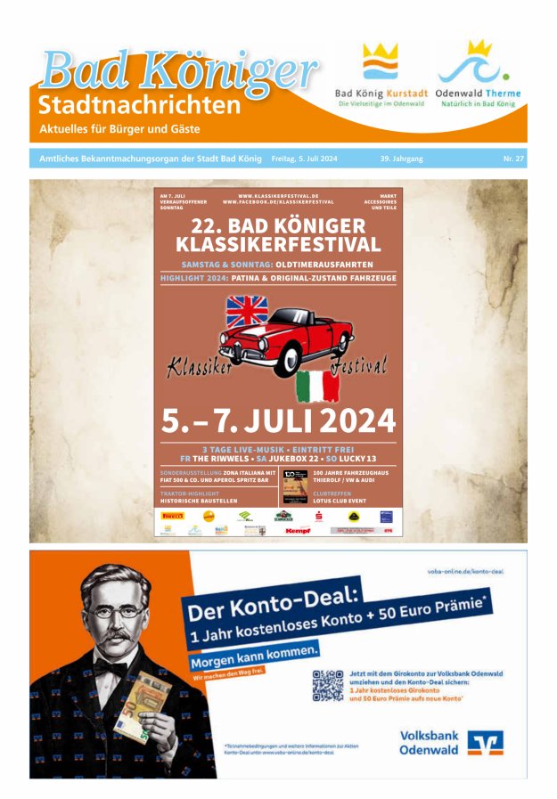 Bad Königer Stadtnachrichten und Badeblatt Titelblatt 27/2024