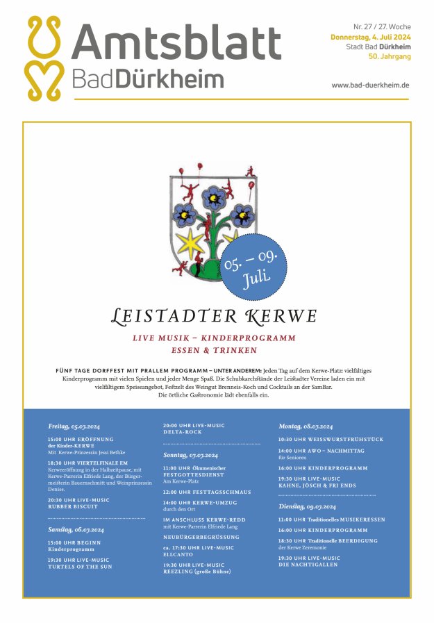 Bad Dürkheimer Woche Titelblatt 27/2024