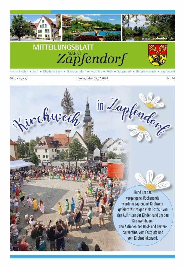 Mitteilungsblatt Markt Zapfendorf Titelblatt 14/2024