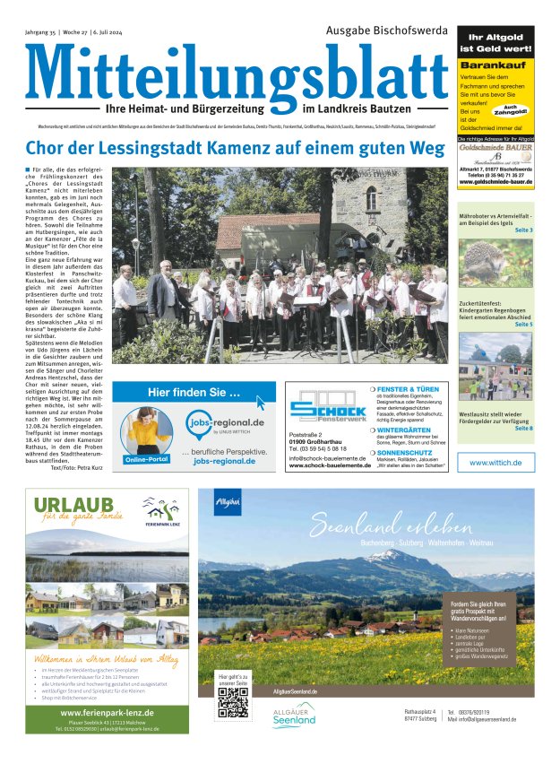 Mitteilungsblatt LK Bautzen Ausgabe Bischofswerda Titelblatt 26/2024