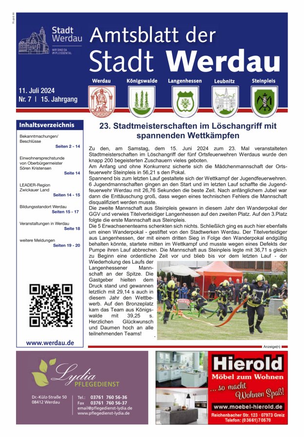 Amtsblatt der Stadt Werdau Titelblatt 07/2024