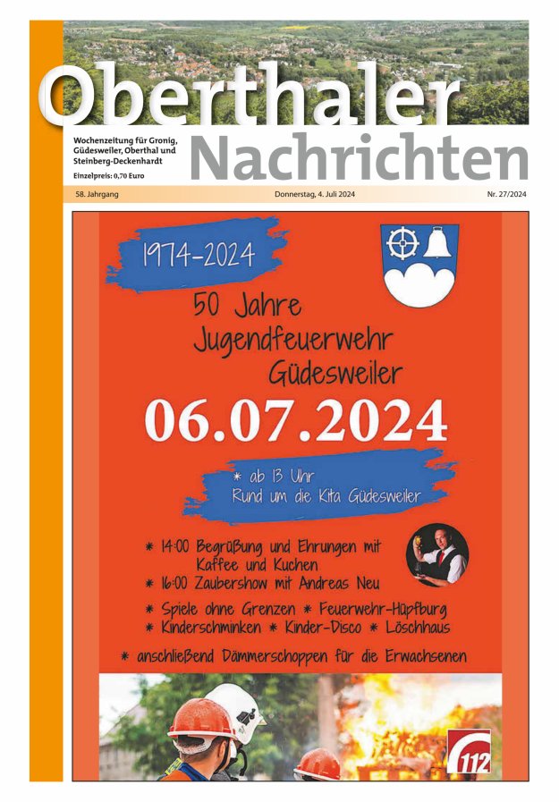 Oberthaler Nachrichten Titelblatt 27/2024