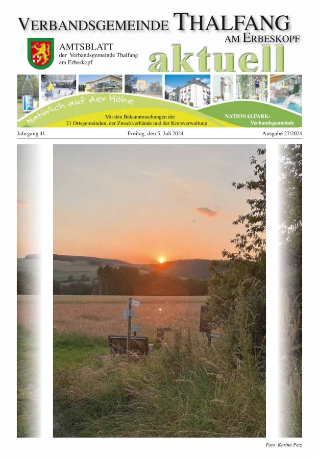 Thalfang aktuell - Amtsblatt VG Thalfang Titelblatt 27/2024