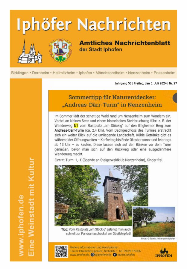 Iphöfer Nachrichten Titelblatt 27/2024