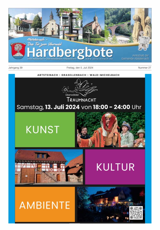 Hardbergbote - Mitteilungsblatt der Gemeinde Abtsteinach Titelblatt 27/2024