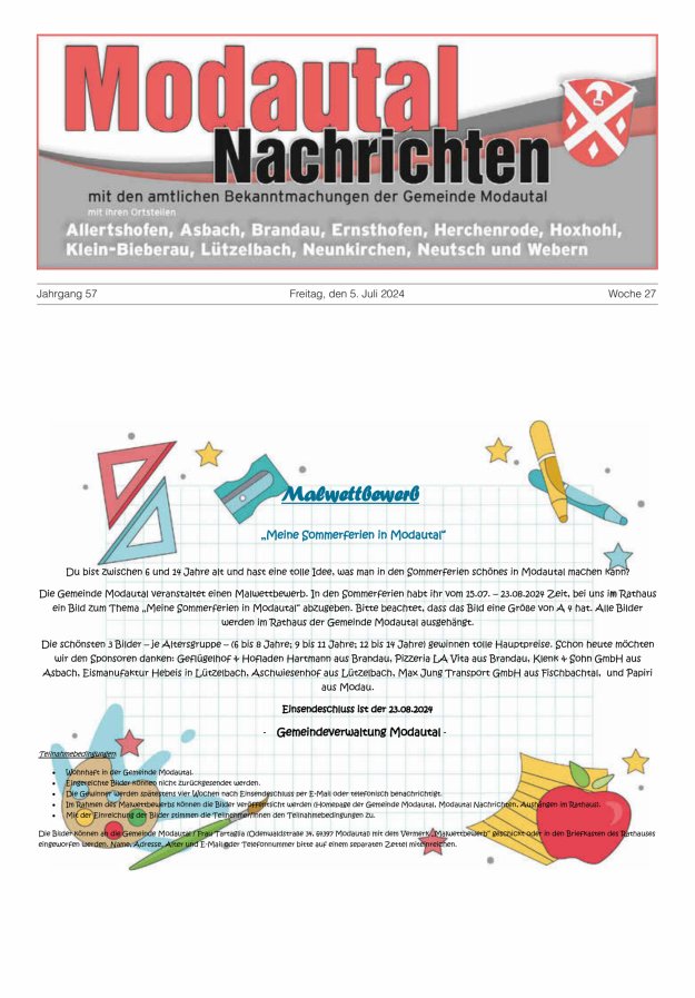 Modautal-Nachrichten Titelblatt 27/2024