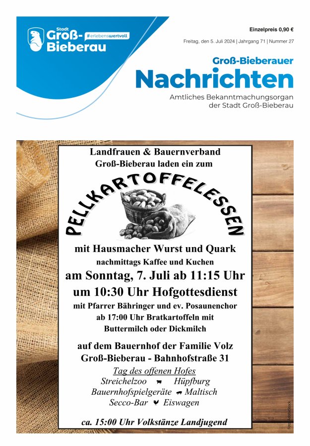 Groß-Bieberauer Nachrichten Titelblatt 27/2024