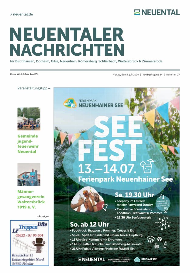 Neuentaler Nachrichten Titelblatt 27/2024