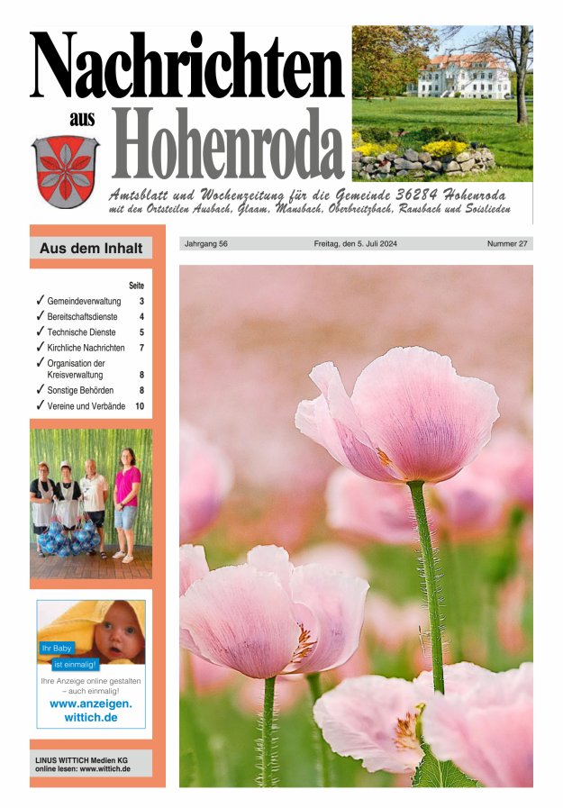Nachrichten aus Hohenroda Titelblatt 27/2024