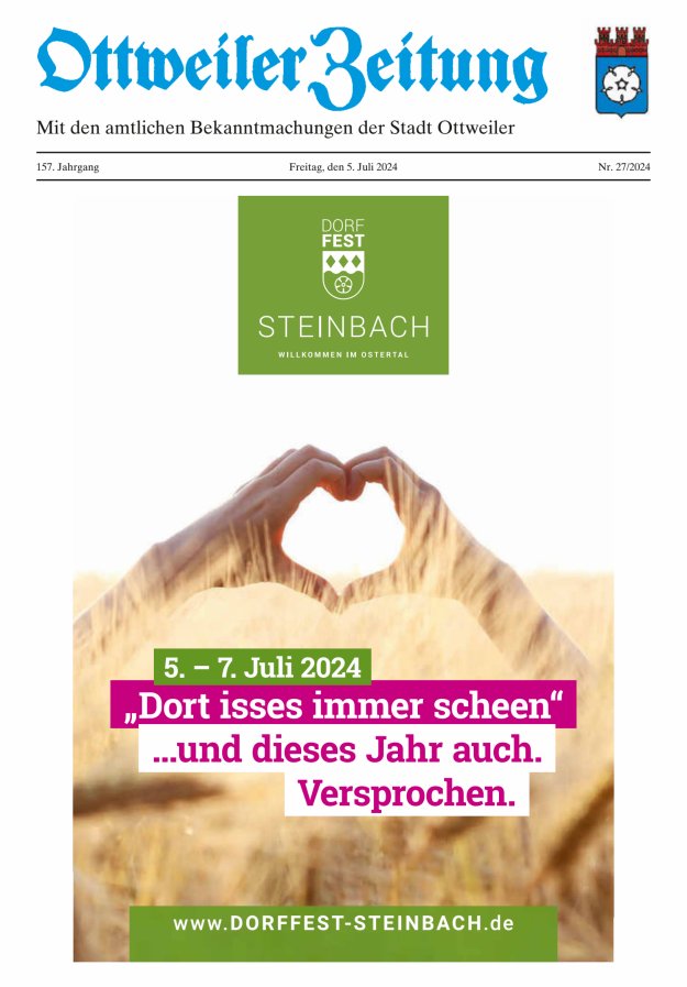 Ottweiler Zeitung Titelblatt 27/2024