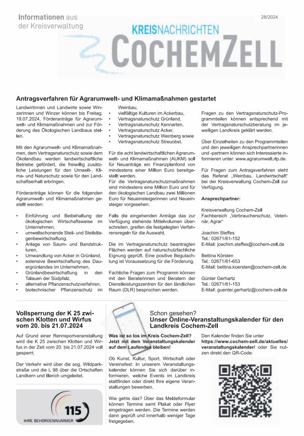 Kreisnachrichten Cochem-Zell Titelblatt 28/2024