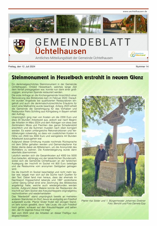 Gemeindeblatt Üchtelhausen Titelblatt 14/2024
