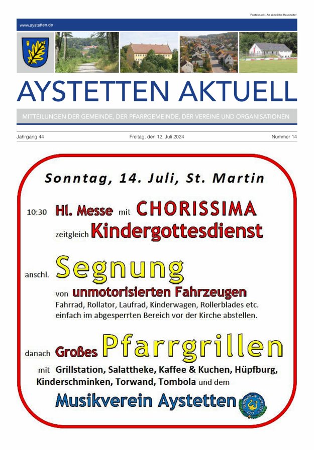 Aystetten Aktuell Wir über uns Titelblatt 14/2024