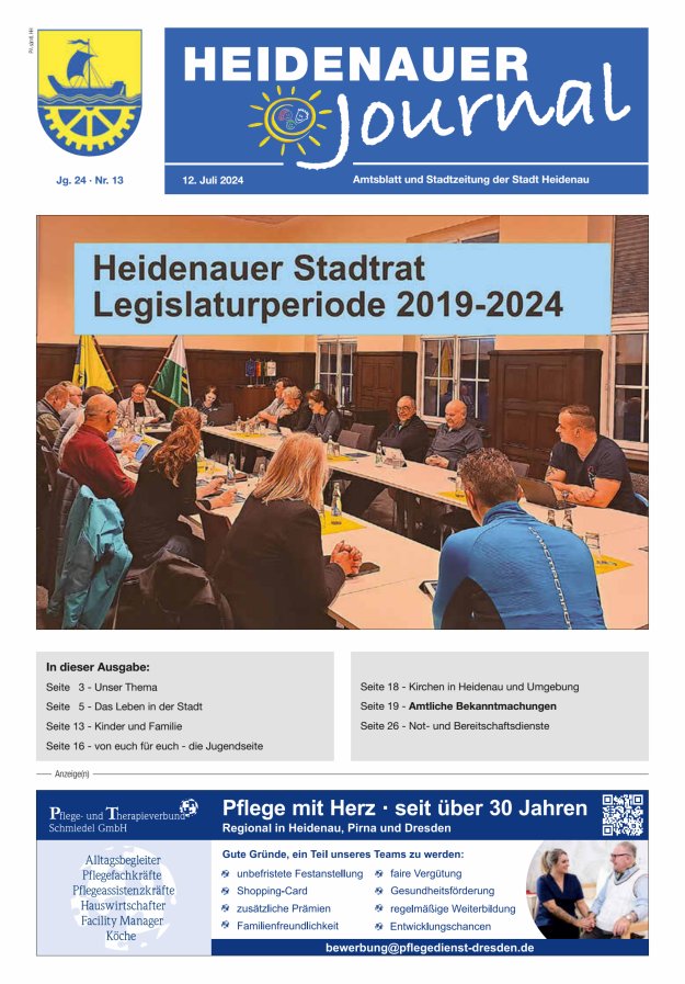 Heidenauer Journal - Amtsblatt und Stadtzeitung der Stadt Heidenau Titelblatt 13/2024