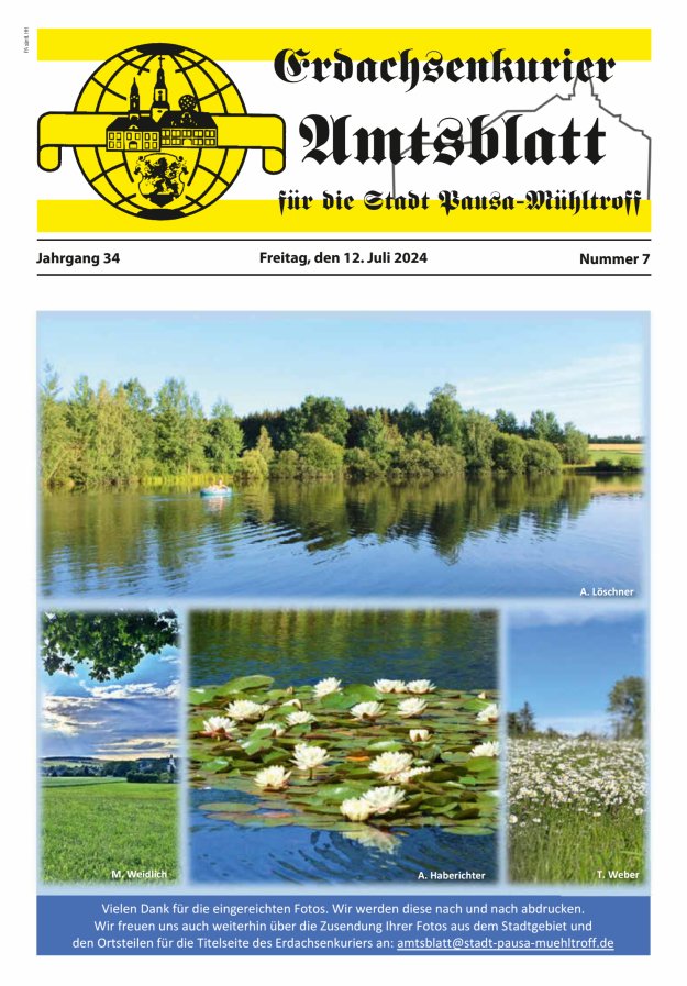Erdachsenkurier - Amtsblatt für die Gemeinde Pausa-Mühltroff Titelblatt 07/2024